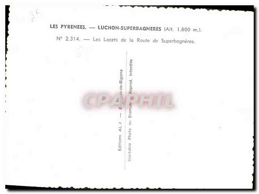 CPM Luchon Superbagneres Les Lacets de la Route de Superbagneres  — Rückseite
