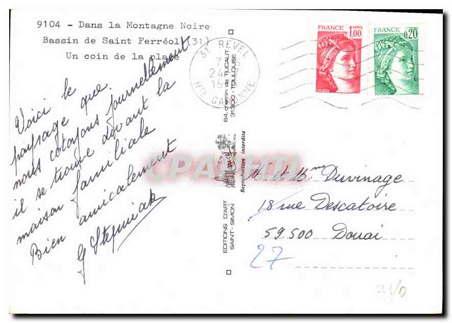 Bassin de Saint-Ferréol — Montagne Noire — Éditions Dart-Simon, n°27 — Reverso