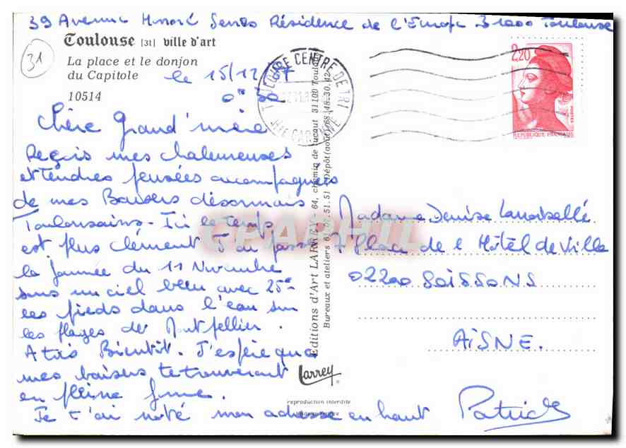 Toulouse — Place du Capitole et le donjon — Éditions d'Art Larrey — Reverso