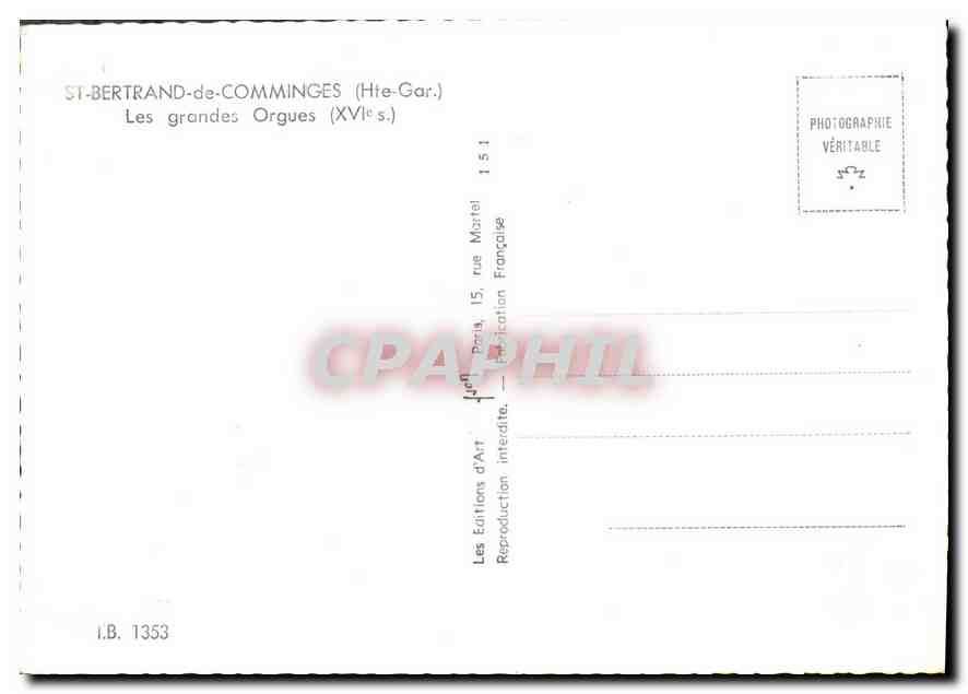 CPM St Bertrand de Comminges Hte Gar Les Grandes Orgues  — Verso