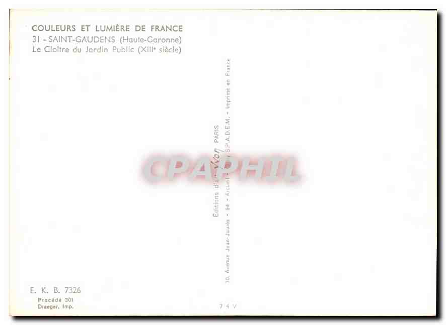 Kloster des öffentlichen Gartens — Saint-Gaudens (Haute-Garonne) — Éditions Jean-Jaouda — Rückseite