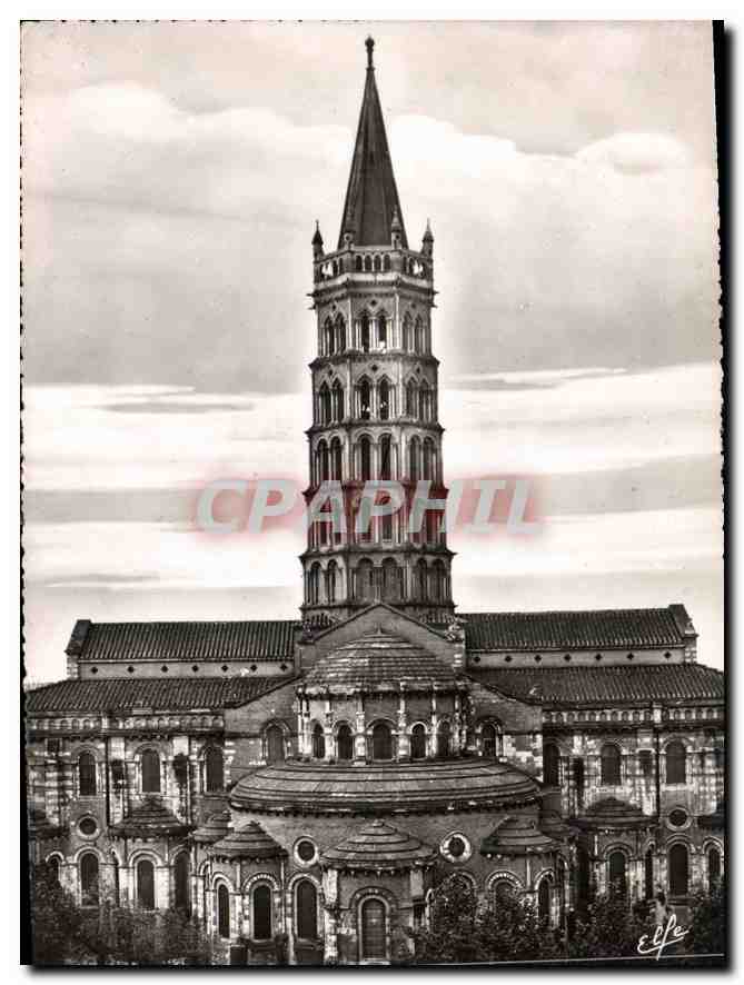 CPM Toulouse Abside de la Basilique Saint Sernin Les derniers etages du Clocher sont du XII siecle 