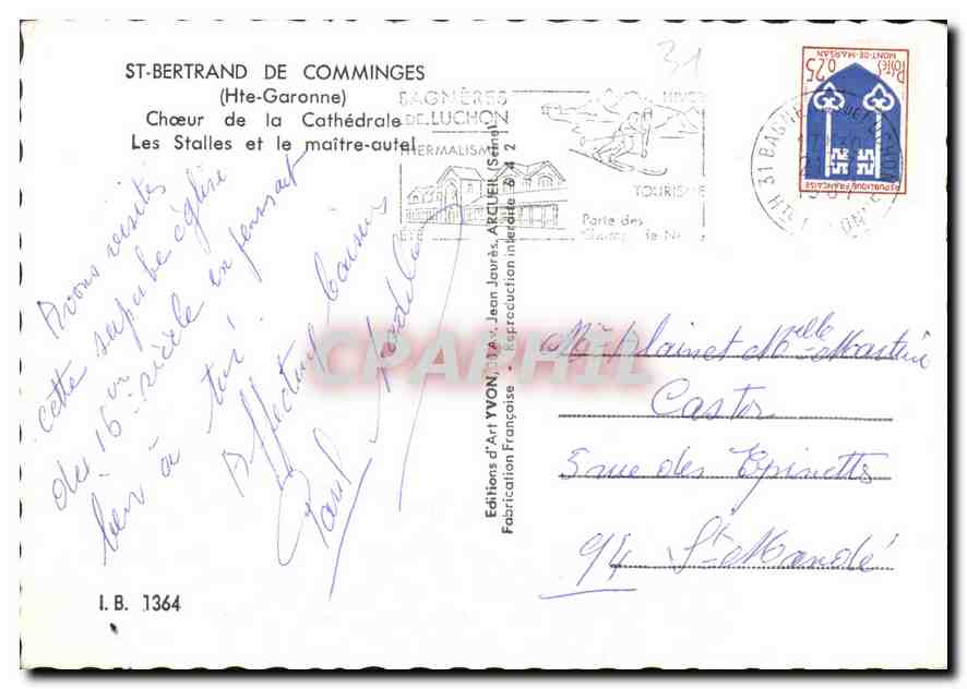 CPM St Bertrand de Comminges Hte Garonne Choeur de la Cathedrale Les Stalles et le Maitre autel  — Rückseite