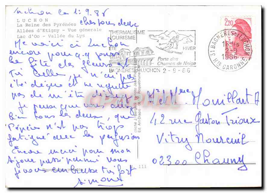 Luchon — Souvenir de Luchon — Éd. Art-Diabro, n° 111 — Reverso