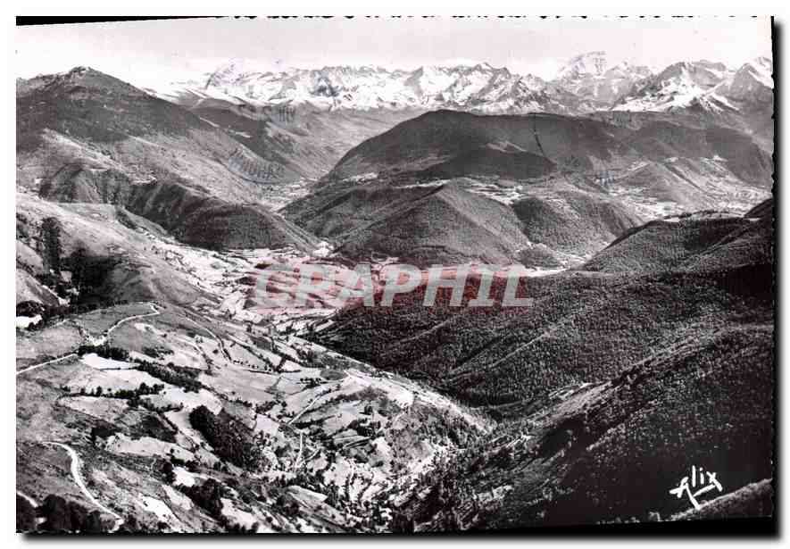 Vue du col d'Aspin sur les vallées d'Aure et la chaîne des Pyrénées — Éditions ALIX, n° 402