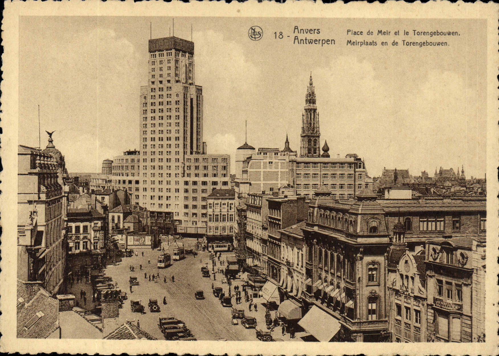 CPM Anvers Place de Meir et le Torengebouse 