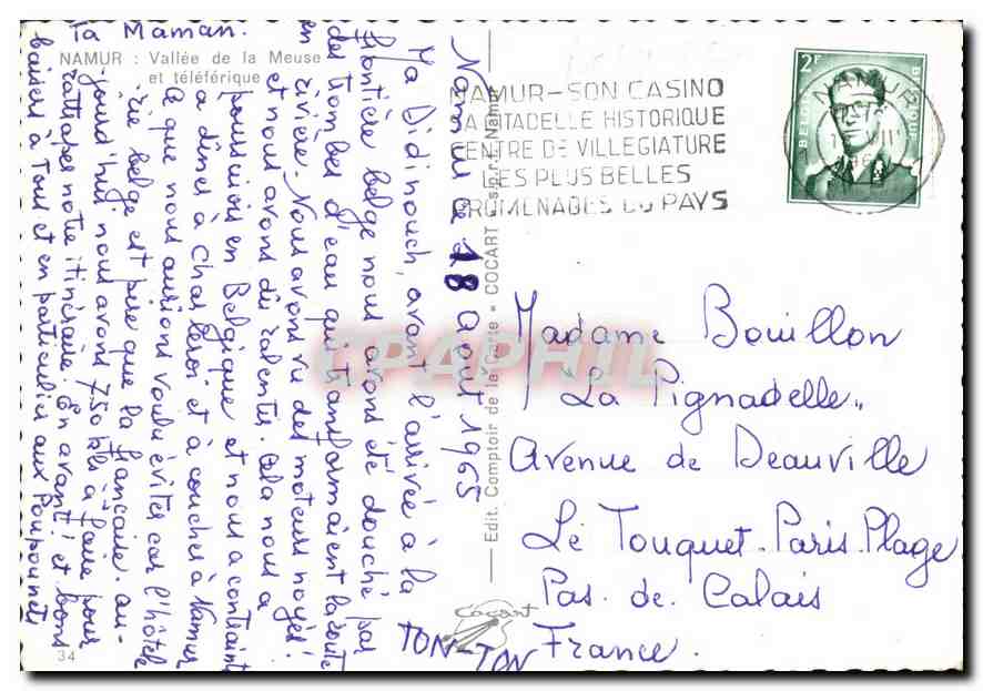 CPM Namur Vallee de la Meuse et Teleferique  — Rückseite
