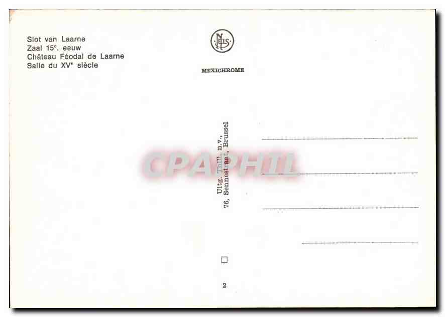 CPM Slot van Laarne Zaal eeuw Chateau Feodal de Laarne Salle du XV siecle  — Rückseite