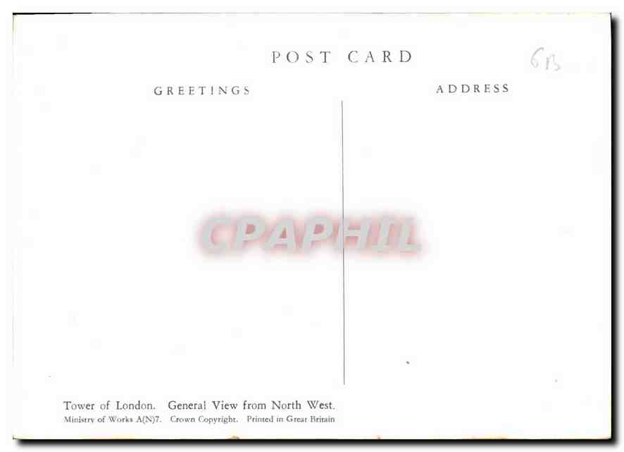 CPM Tower of London General View from the North West  — Verso
