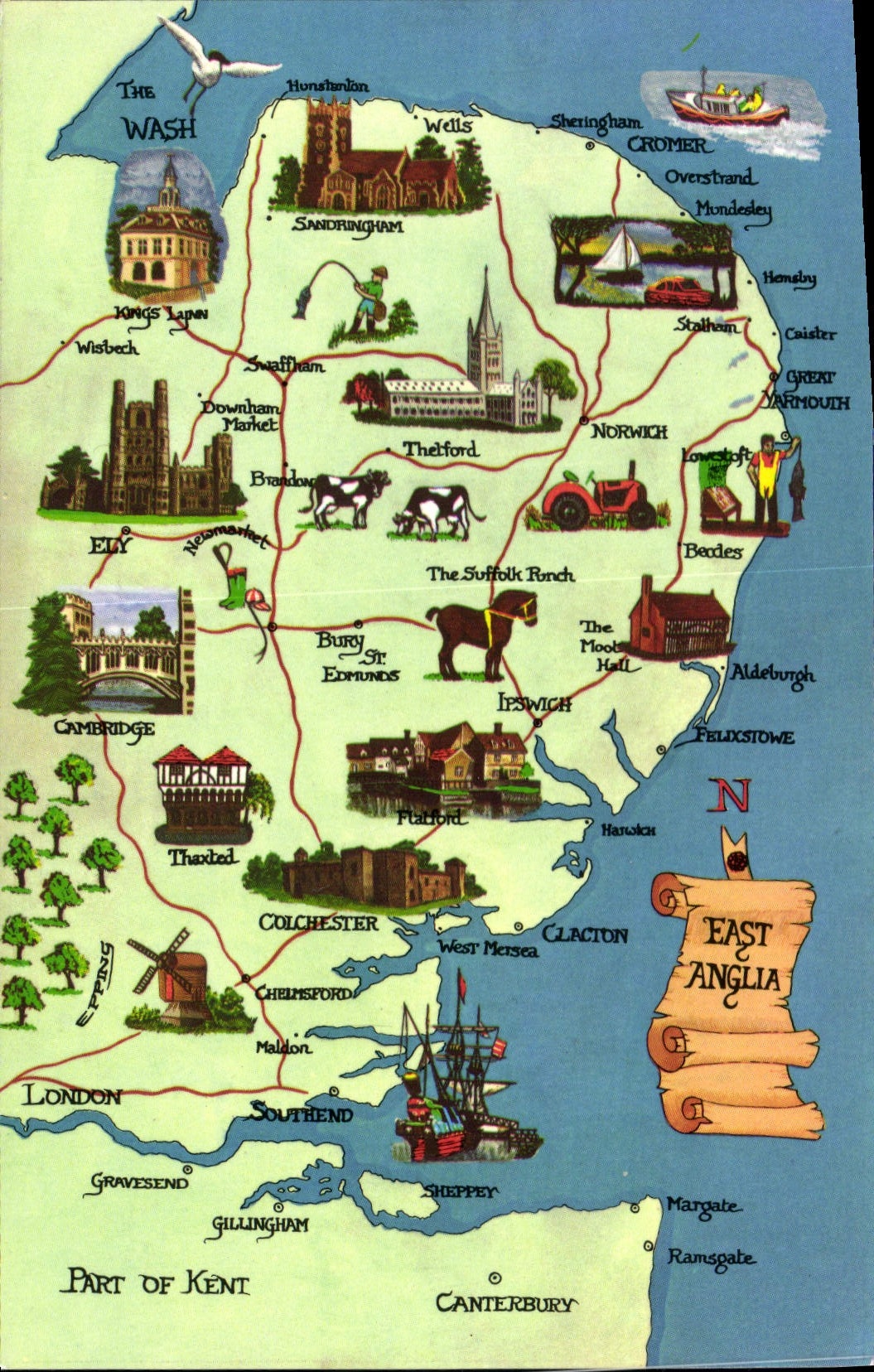 Carte postale illustrée de l'East Anglia — Éditeur : Colourmaster International, n° série NK 252 - Anverso