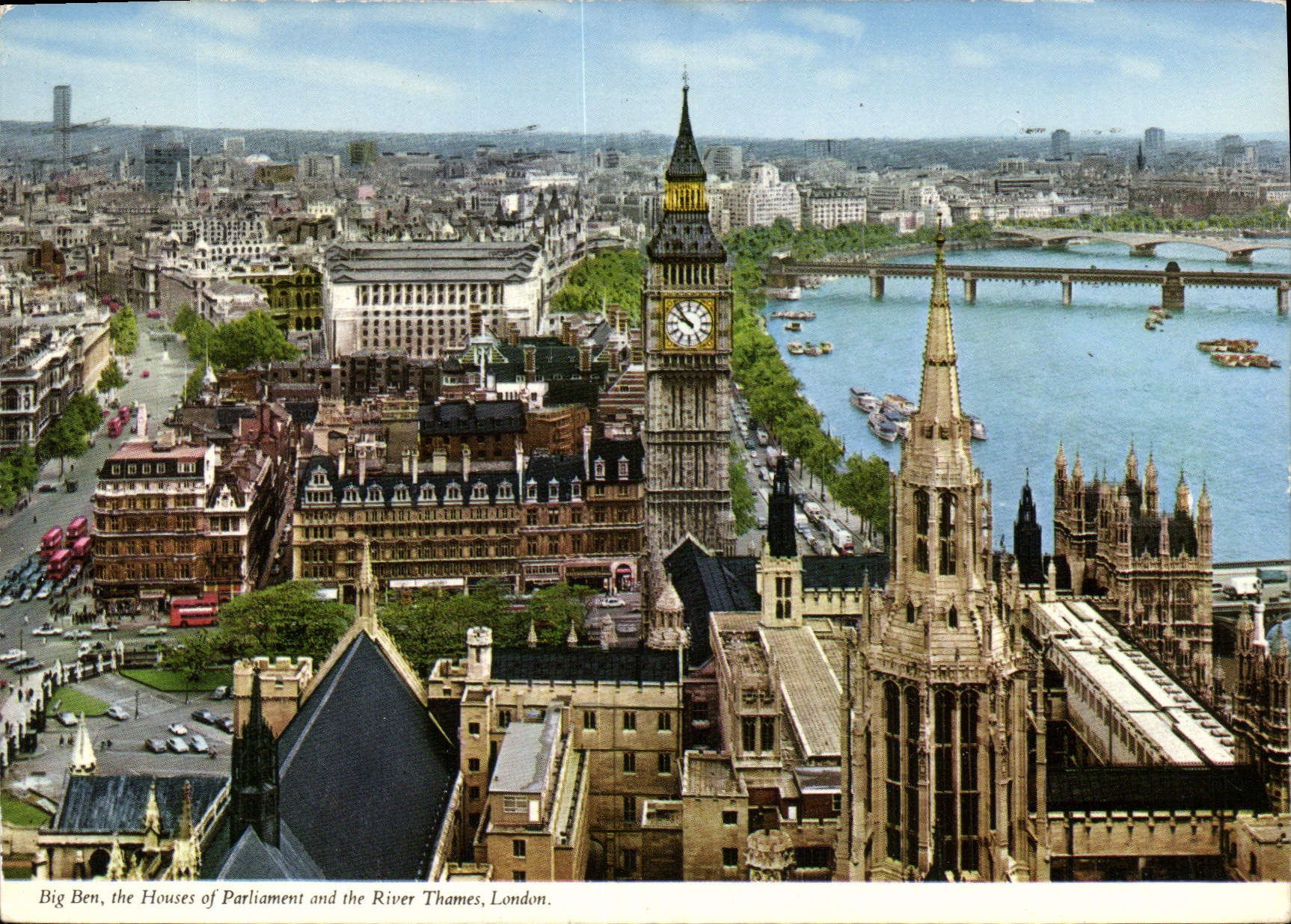 Big Ben, the Houses of Parliament and the River Thames, London — Published by I.V.P. Ltd. London England — n° 160-C