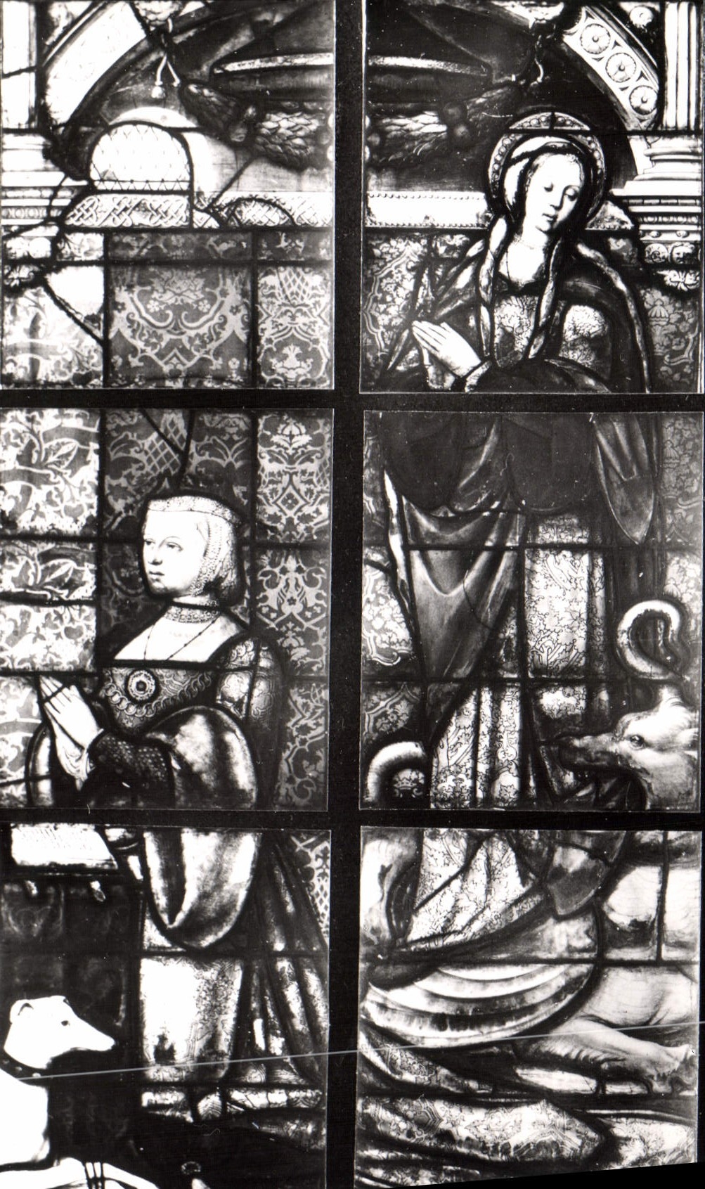 Vitrail — Marguerite d'Autriche et Sainte-Marguerite — Service Commercial Historiques