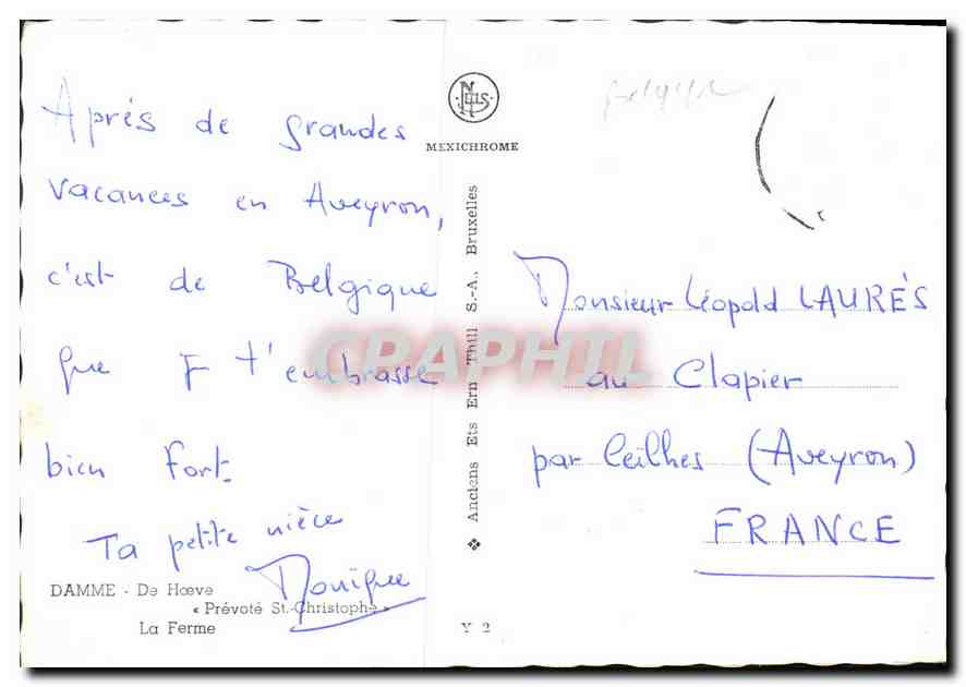 CPM Damme De Hoeve Prevote St Christophe  — Rückseite