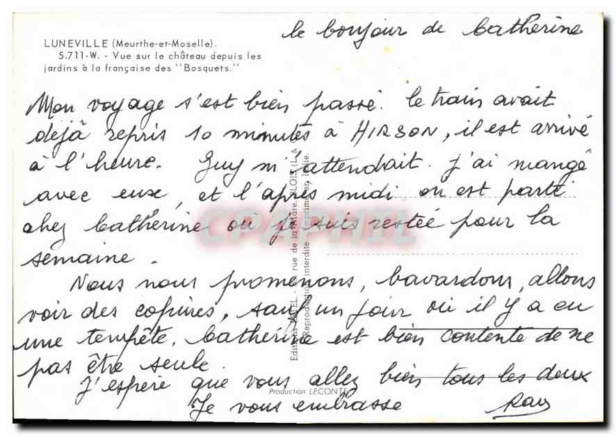 CPM Luneville Meurthe et Moselle Vue sur le chateau  — Rückseite