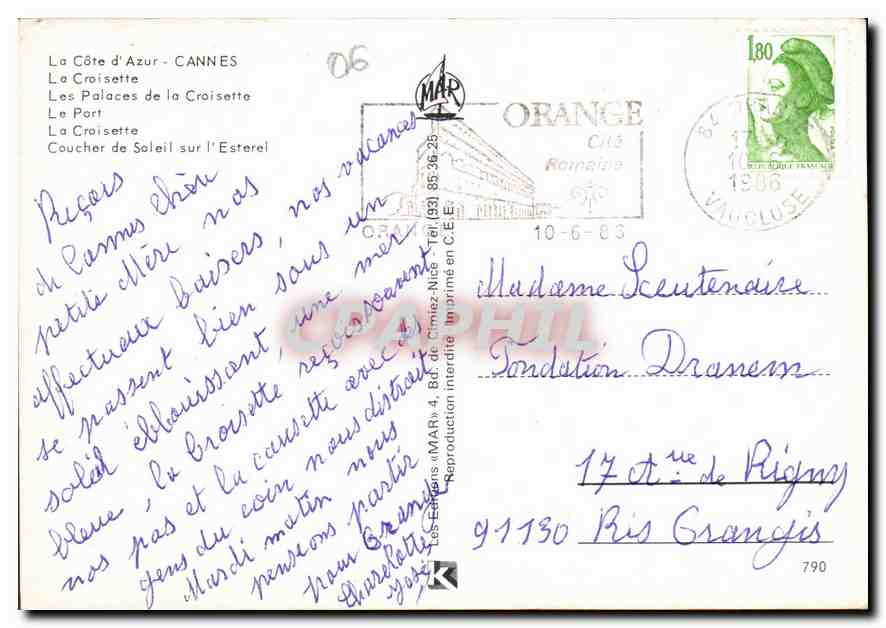 Cannes — vue panoramique et port — éditeur MAR — Verso