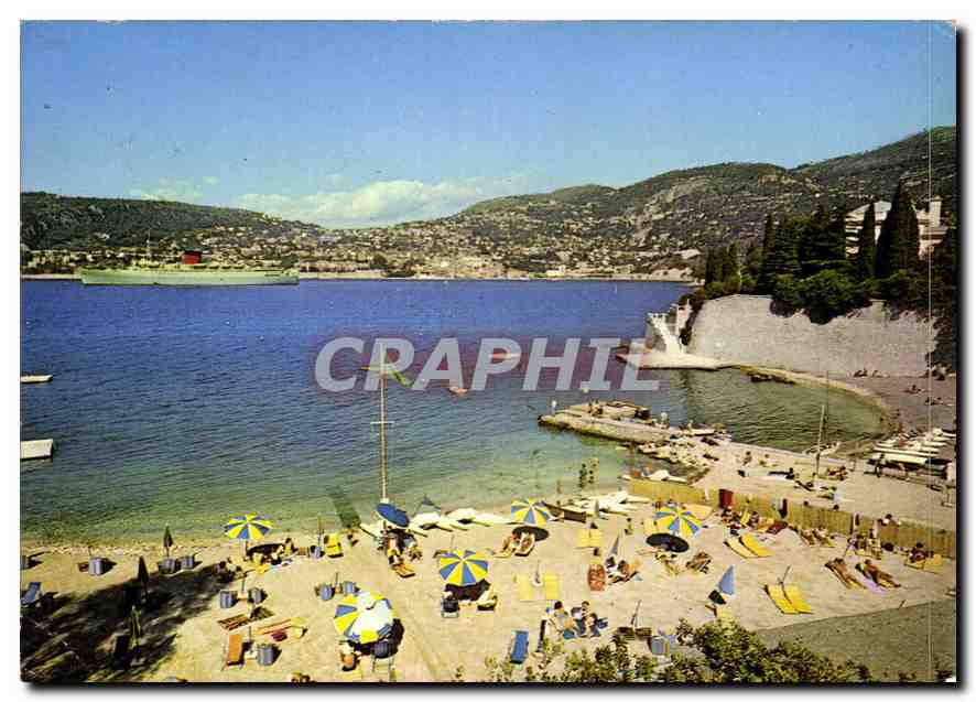 CPM Cote d'Azur Le Cap Ferrat La plage de Passable Au fond Villefranche sur Mer 