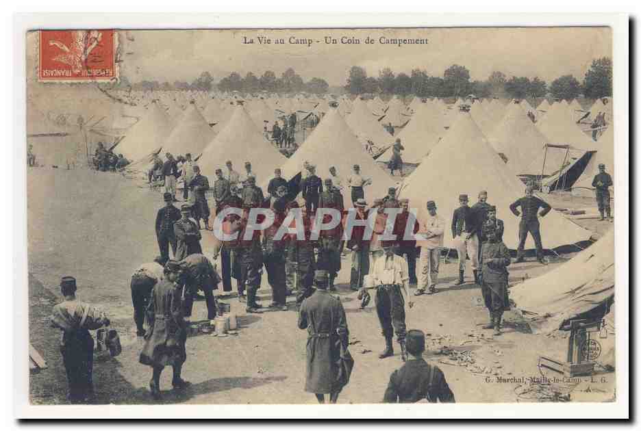 La Vie au Camp - Un Coin de Campement — G. Marchal, Maille-Lo-Caum