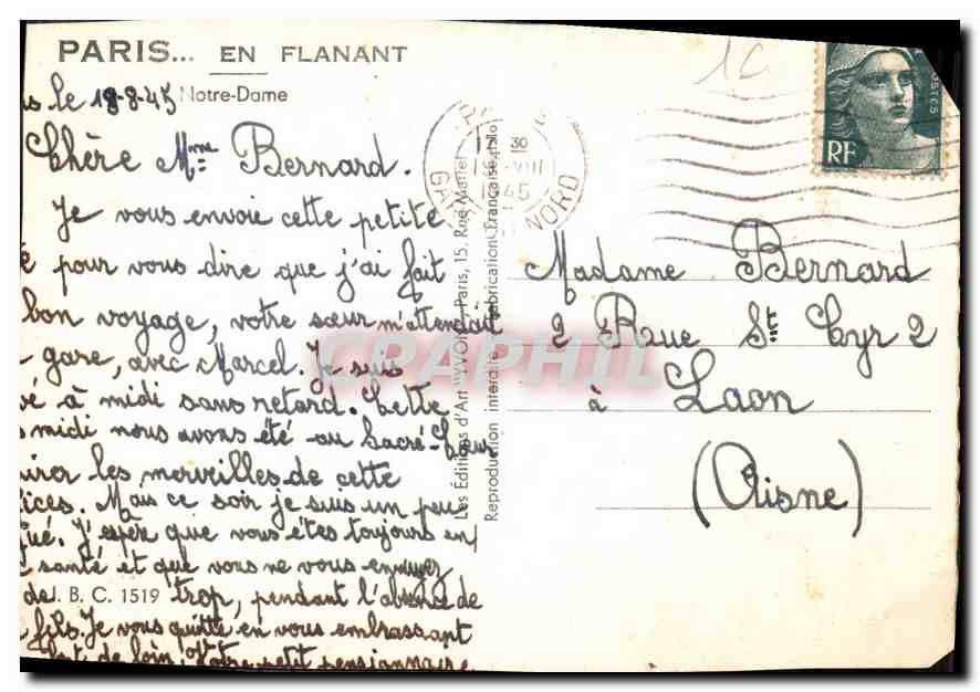 CPM Paris en flanant Notre Dame  — Verso