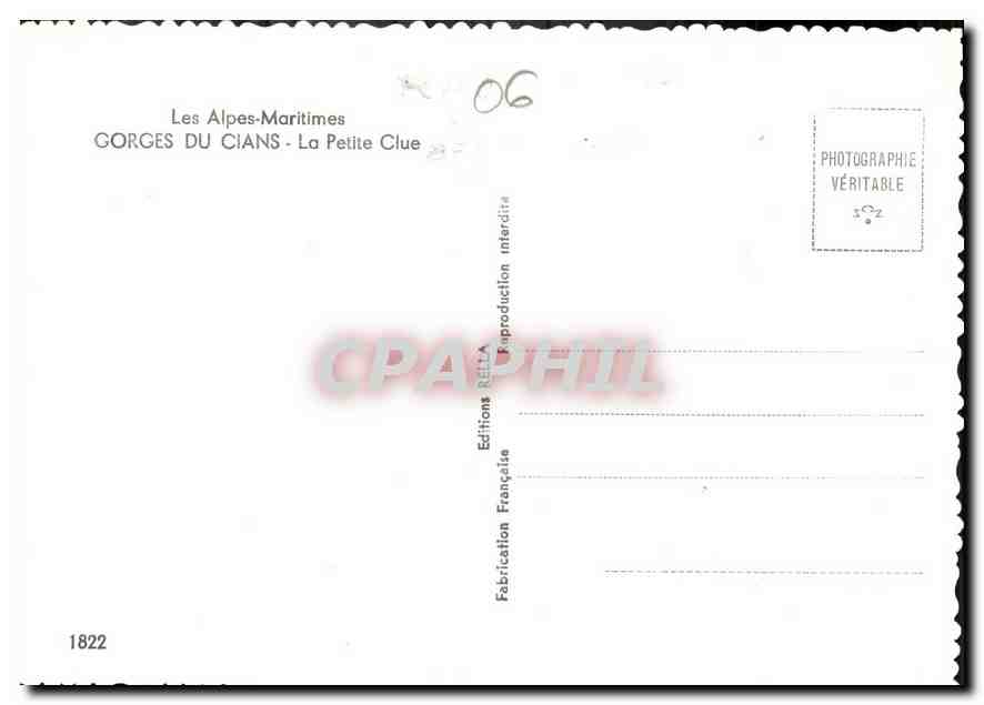 Gorges du Cians — La Petite Clue — Éditions RÉLLA — Rückseite