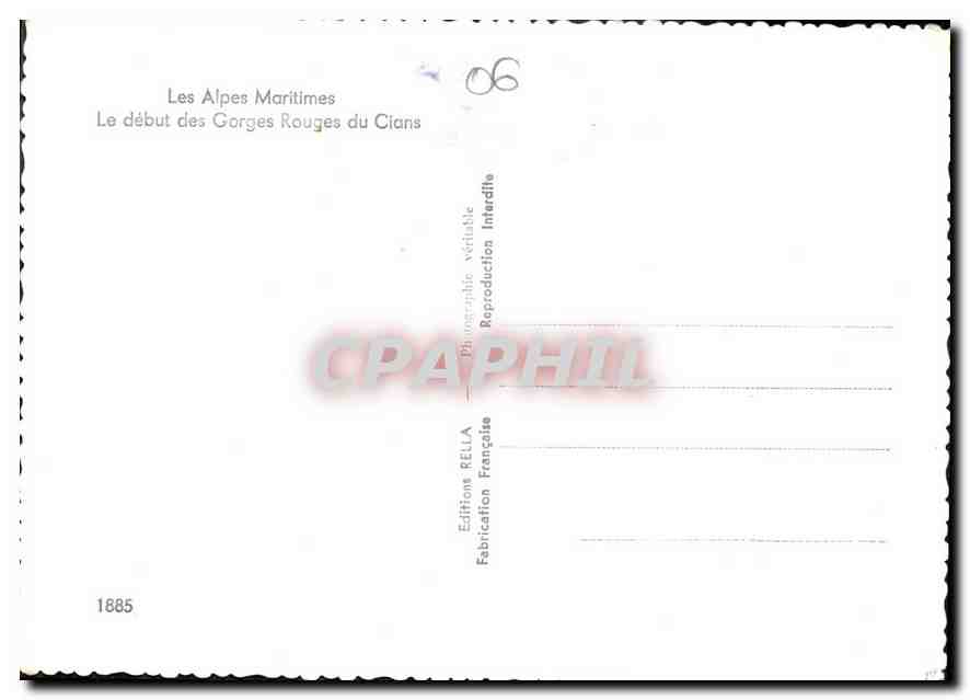 CPM Les Alpes Maritimes le debut des Gorges Rouges du Cians  — Rückseite