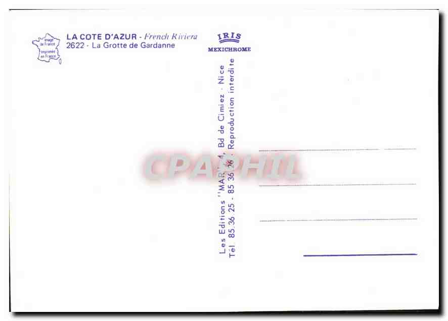 CPM La Cote d'Azur French Riviera La Grotte de Gardanne  — Rückseite