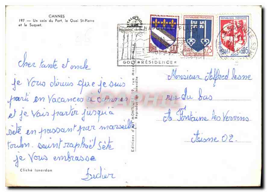 CPM Cannes un coin du Port le Quai St Pierre et le Suquet  — Rückseite