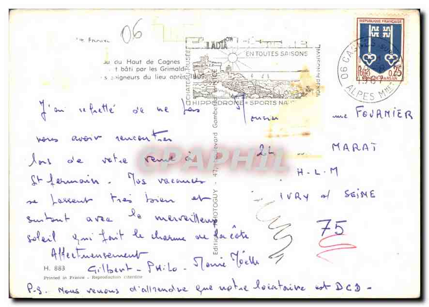 CPM Cagnes sur Mer ? — Verso