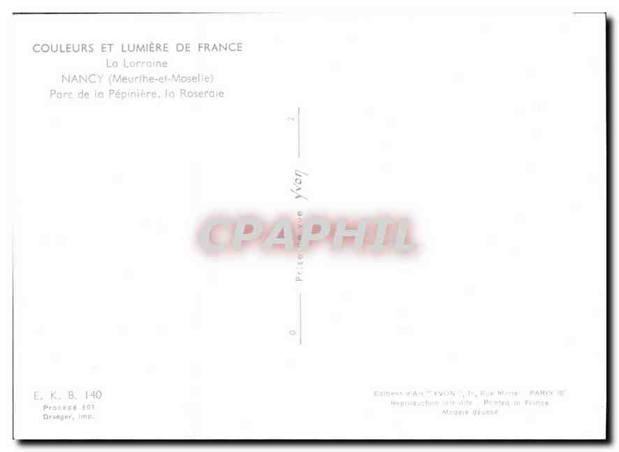 Parc de la Pépinière — Nancy (Meurthe-et-Moselle) — Éditeur YVON — Achterkant