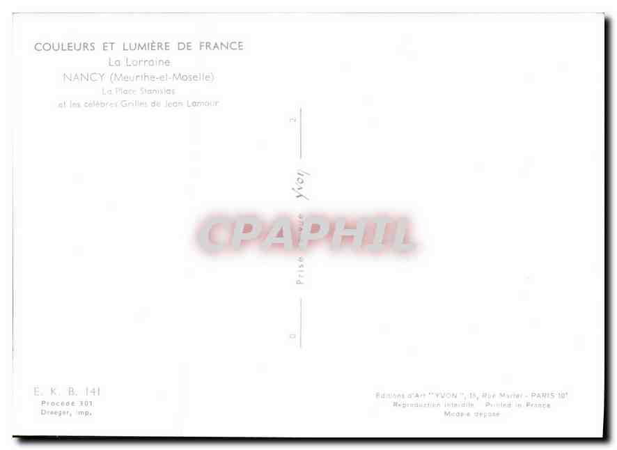 CPM Couleurs et lumiere de France la Lorraine Nancy Mourthe et Moselle la Place Stanislav et les cel — Rückseite