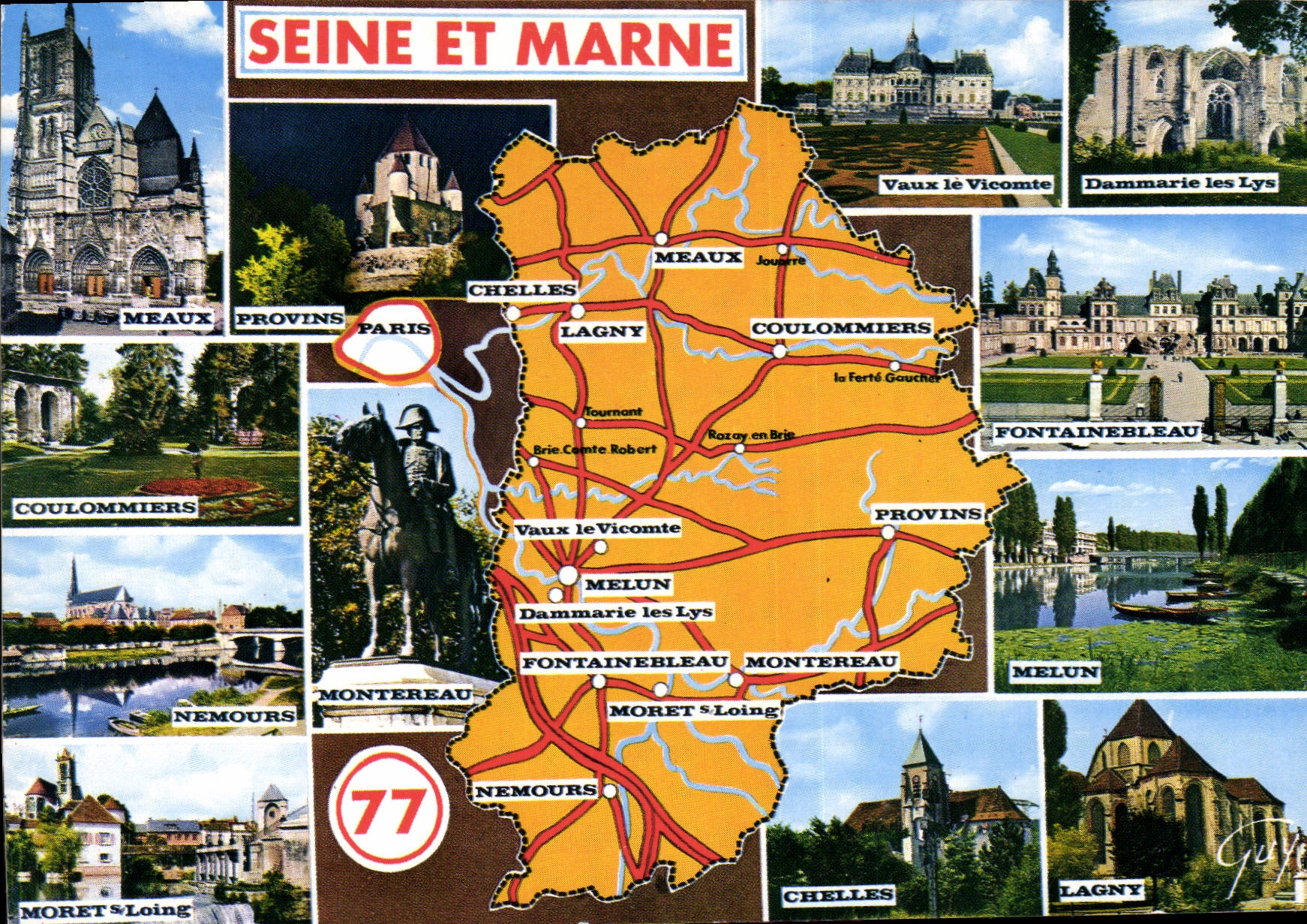 Seine-et-Marne — Touristische Karte mit Karte und Fotos von Sehenswürdigkeiten — Editions GUY