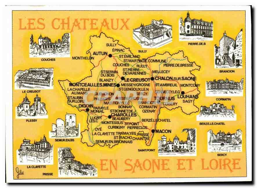 CPM Circuit Touristique des Chateaux de S et L Bourgogne du Sud 