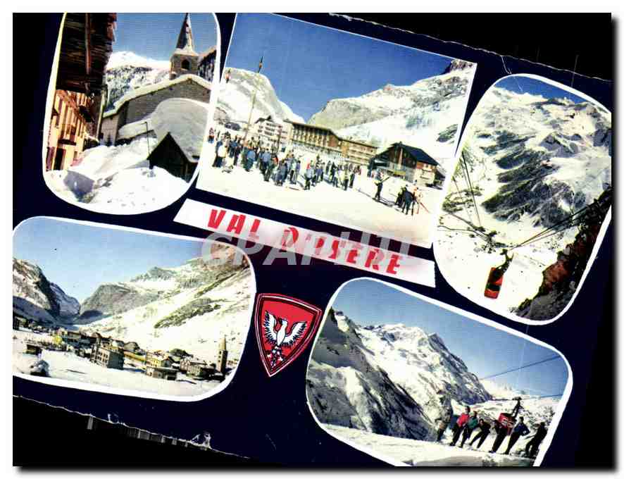 Val d'Isère — Montagnes enneigées, station et téléphérique — Éditeur : Mexichrome