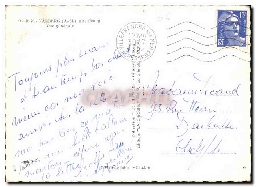 CPM Valberg A M vue generale  — Verso