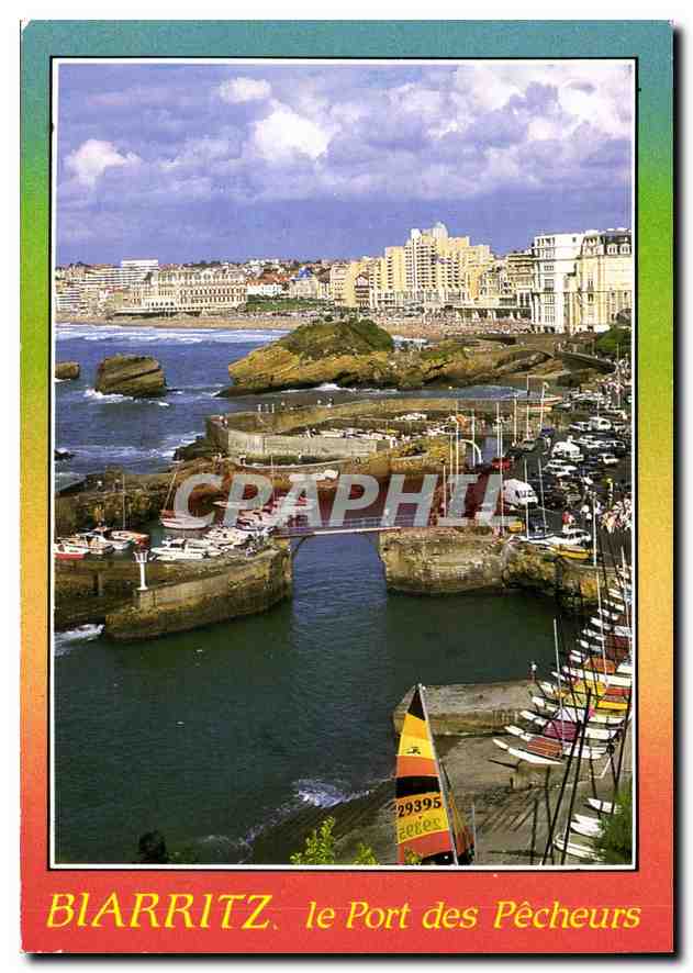 CPM Biarritz le port des pecheurs les casinos la grande plage l'hotel du Palais 