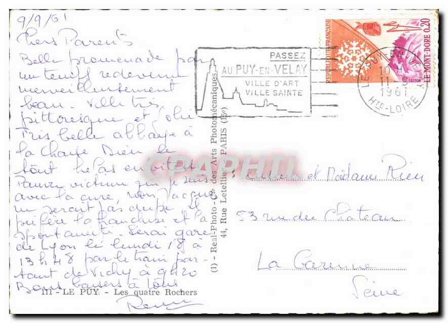 CPM Le Puy les quatre Rochers  — Back