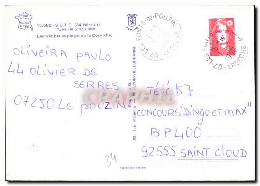 CPM Sete Herault une ile Singutiere les tres belles plages de la Corniche  — Back