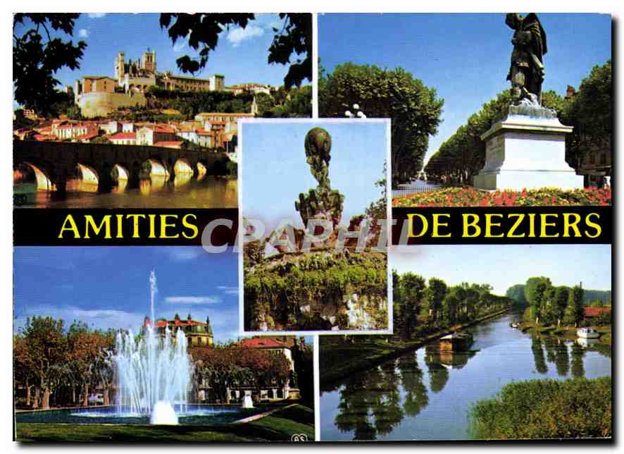 Beziers — vue panoramique et monuments — éditeur S.A. Cartes Postales RPA-POUX