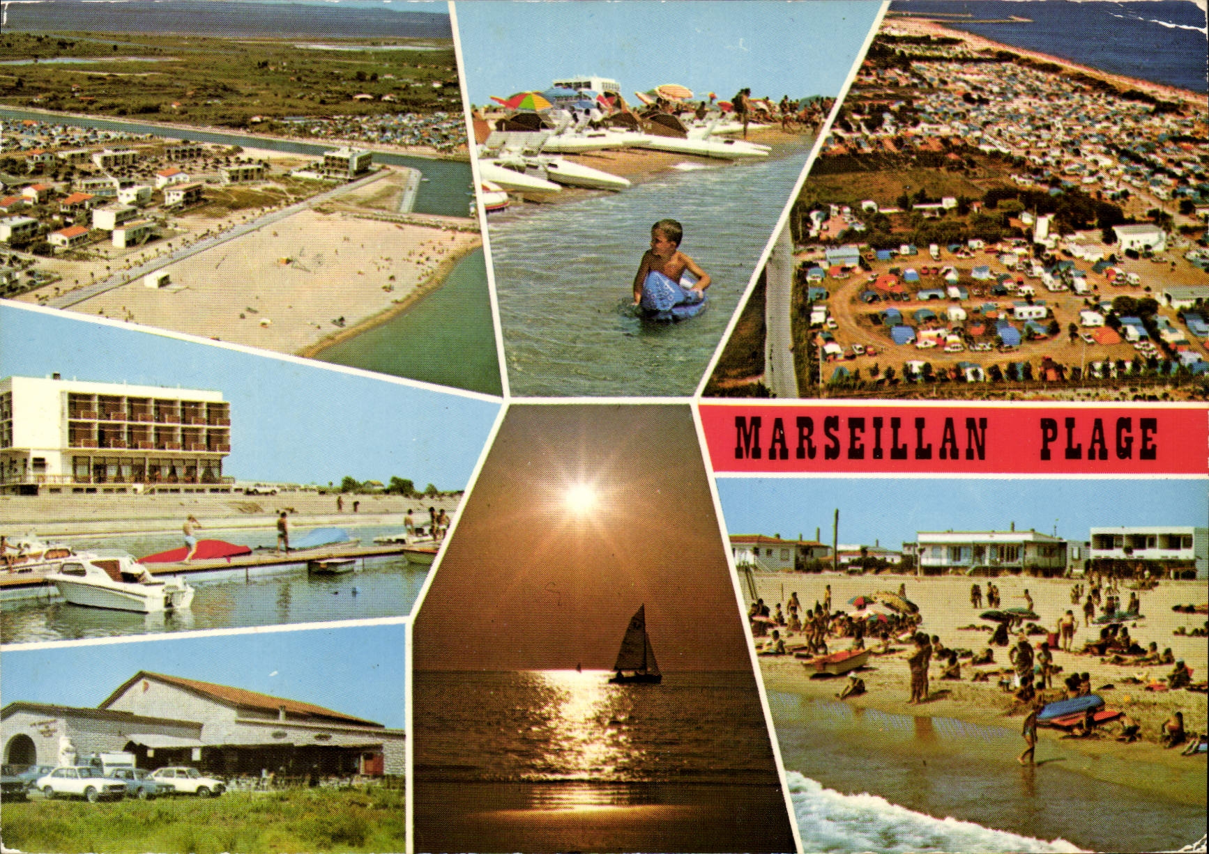 CPM La Cote Languedocienne Marseillan plage Herault ses campings sa tres belle plage sa cave son sol