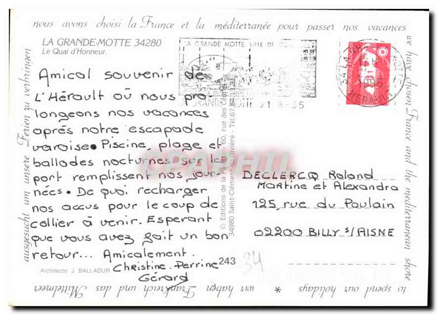 CPM La Grande Motte Le Quai d'Honneur  — Back
