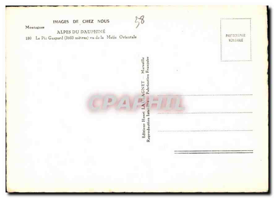 Le Pic Gaspard (3883 mètres) vu de la Mulje Orientale — ALPES DU DAUPHINÉ — Éditions Henri LAUGANET, Marseille — Verso