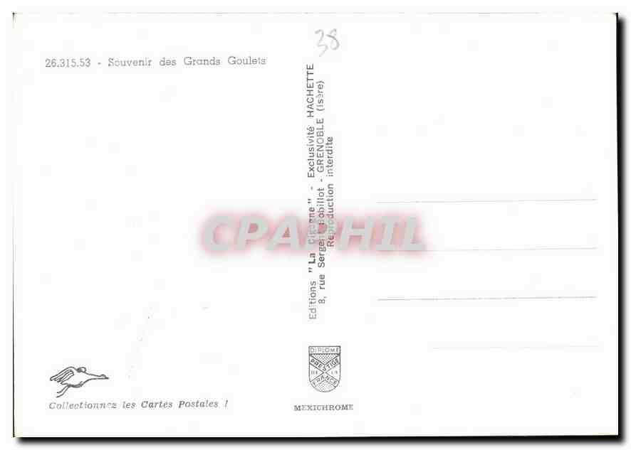 CPM Souvenir des Grands Goulets  — Back
