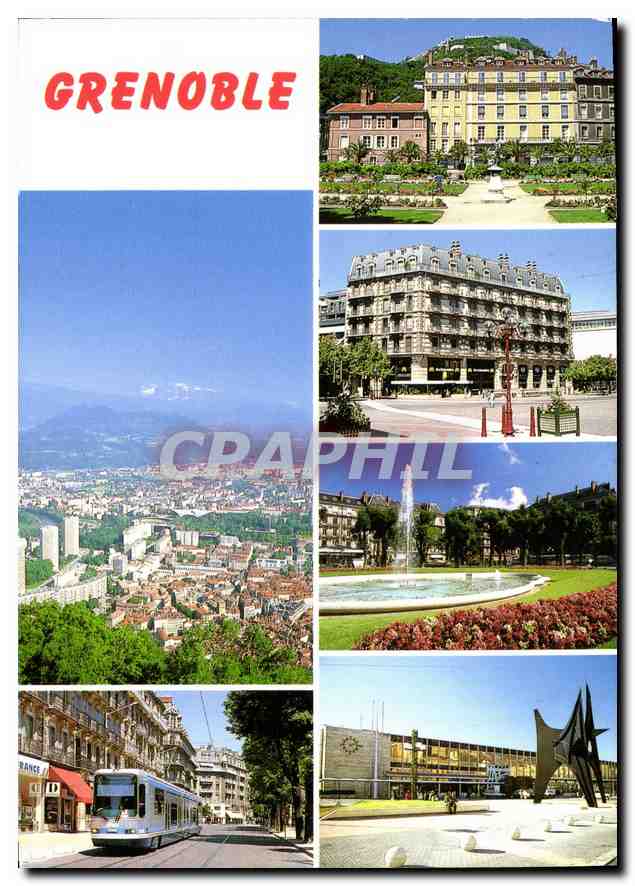 CPM Images de France Isere Grenoble le jardin de Ville et le fort de la Bastille les Trois Dauphins 