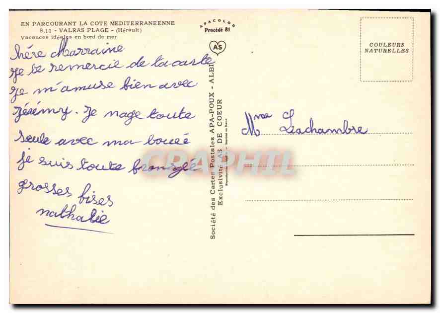 CPM En Parcourant la Cote Mediterraneenne Valras plage Herault vacances ideales en bord de mer  — Back