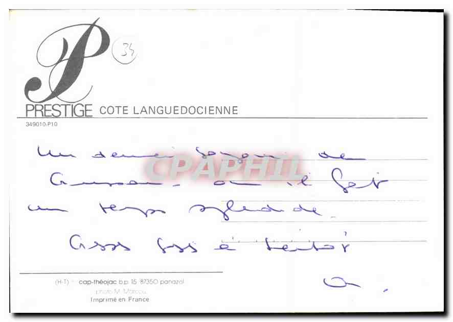 CPM Cote languedocienne — Rückseite