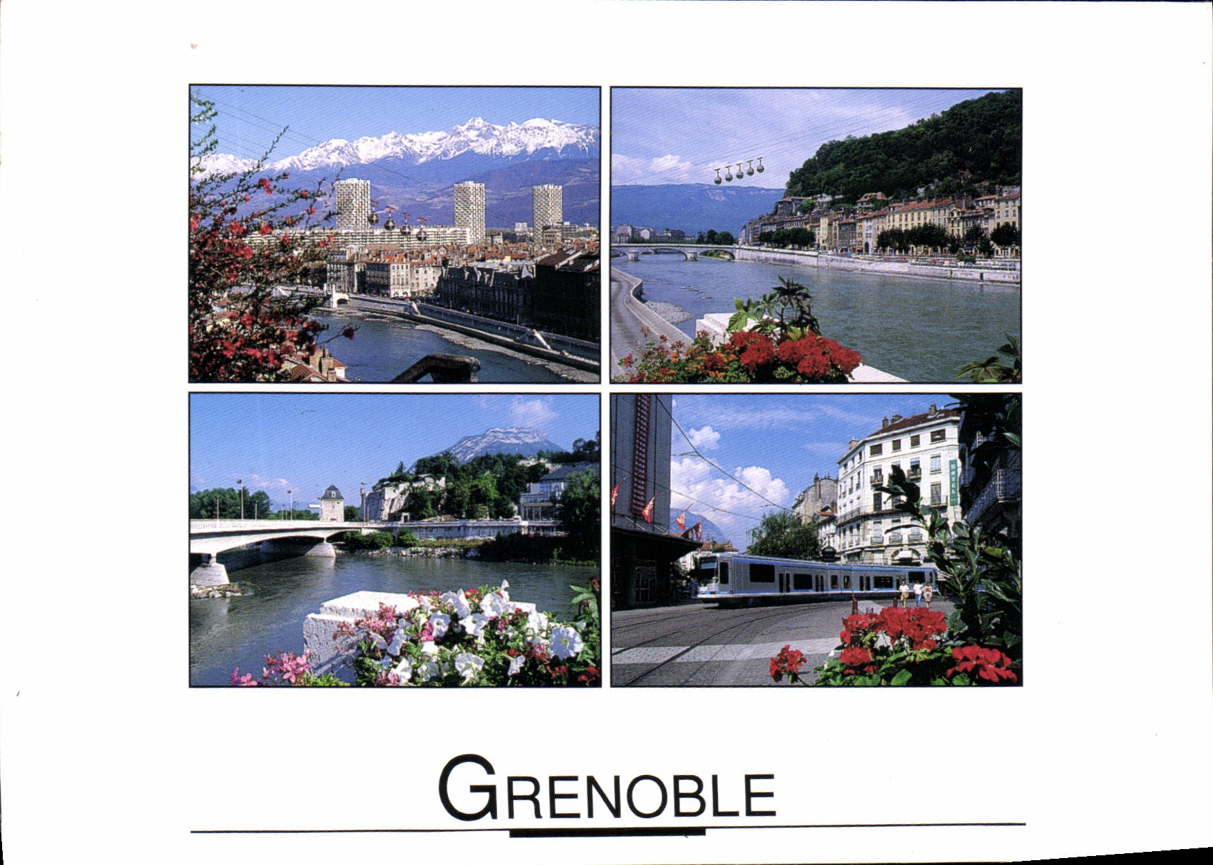 Grenoble — panoramic view with mountains, river, cable car and tramway — publisher Cl. Martin, no. 38 AB 539
