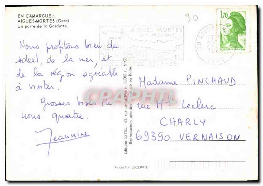 CPM En Camargue Aigues Mortes Gard la Porte de la Gardette  — Back