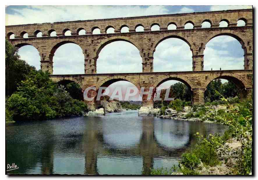 CPM Le Pont du Gard Gard Aqueduc romain commence vers l'an 19 avant JC pour alimenter Nimes en eaux 