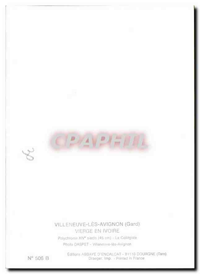 CPM Villeneuve les Avignon Gard Vierge en Ivoire  — Verso