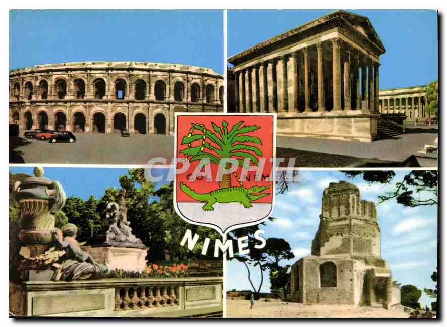 CPM Nimes Gard les arenes la Maison carree les Jardins la Fontaine la Tour Magne 