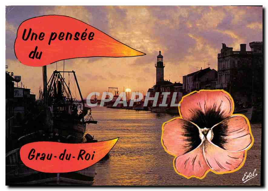CPM Le Languedoc le Grau du roi Grand coucher de soleil sur le chanai 